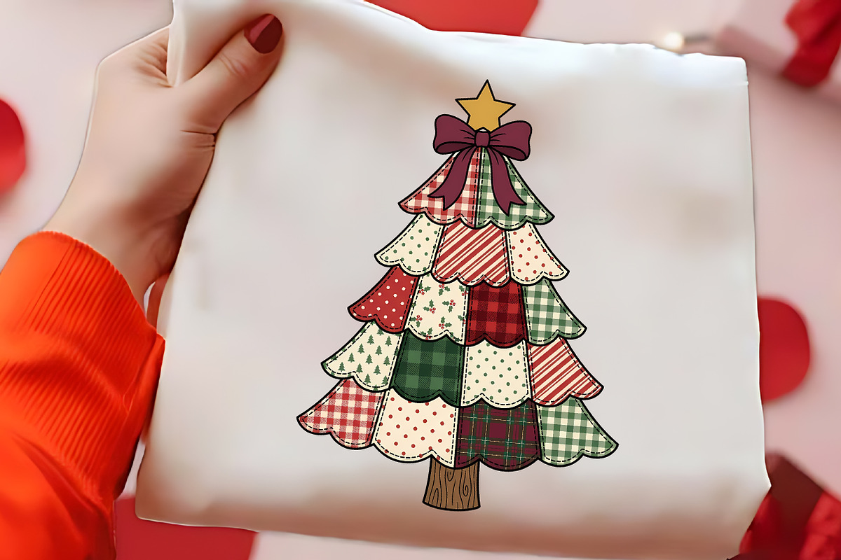 Patchwork Christmas Tree PNG Clipart, a Seasonal Illustration by CrexoraLab (Photo 2 of 4)