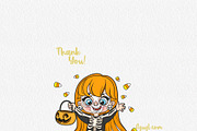 Cute cartoon Halloween girls, an Illustration by Azuzlikus (Thumbnail 4 of 4)