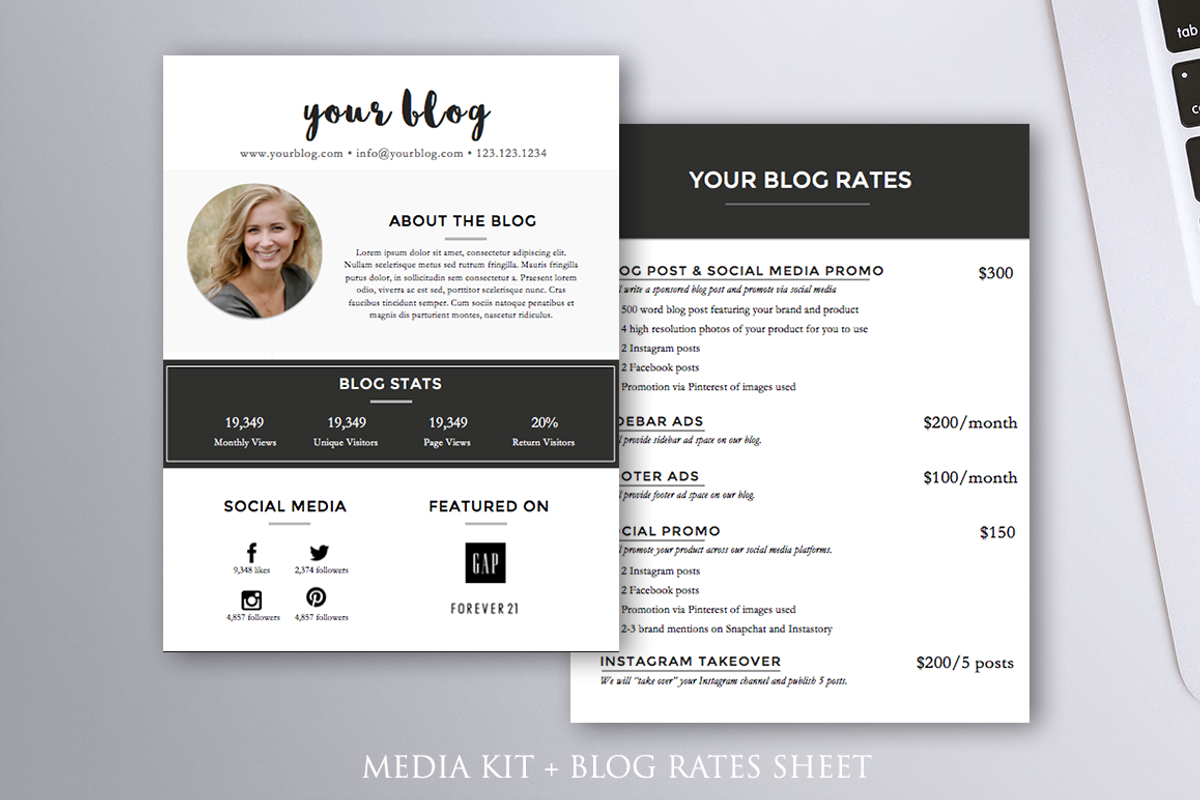 Media Kit & Blog Rates Word Template, a Stationery Template by MinimalistWord