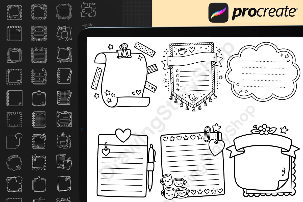 155 Procreate Sticky Notes Stamps, a Brush Add-On by DrawingStoryShop (Photo 6 of 6)
