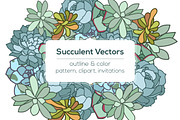 Succulent vector pattern & invite, a Pattern Graphic by OctoPaper (Thumbnail 1 of 5)