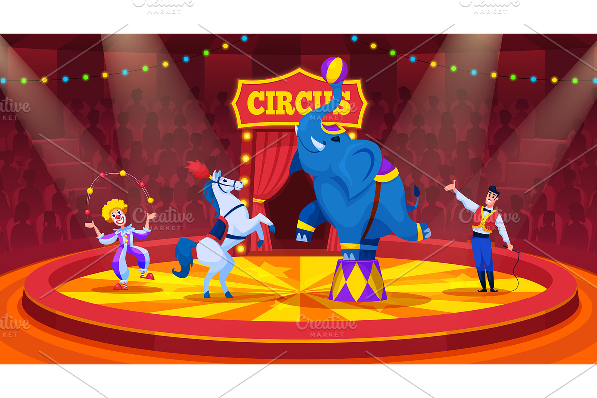 Circus show arena. Carnival fair, an Animal Illustration by Stock-Smart-Start