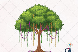 Mardi Gras Bead Tree Png, an Illustration by Creative Art