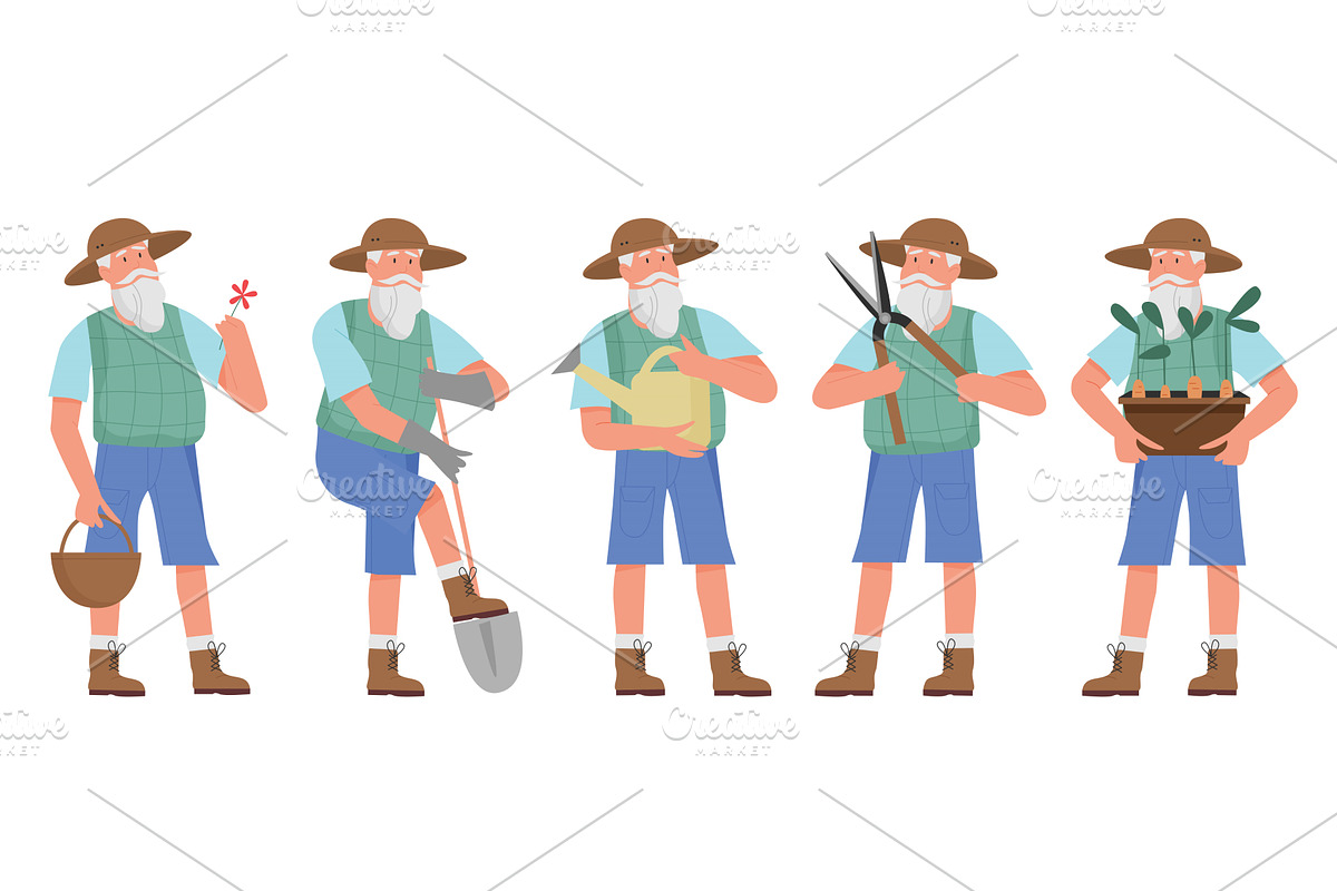 Gardener Man Posing with Gardening, an Object Illustration by Flashvector
