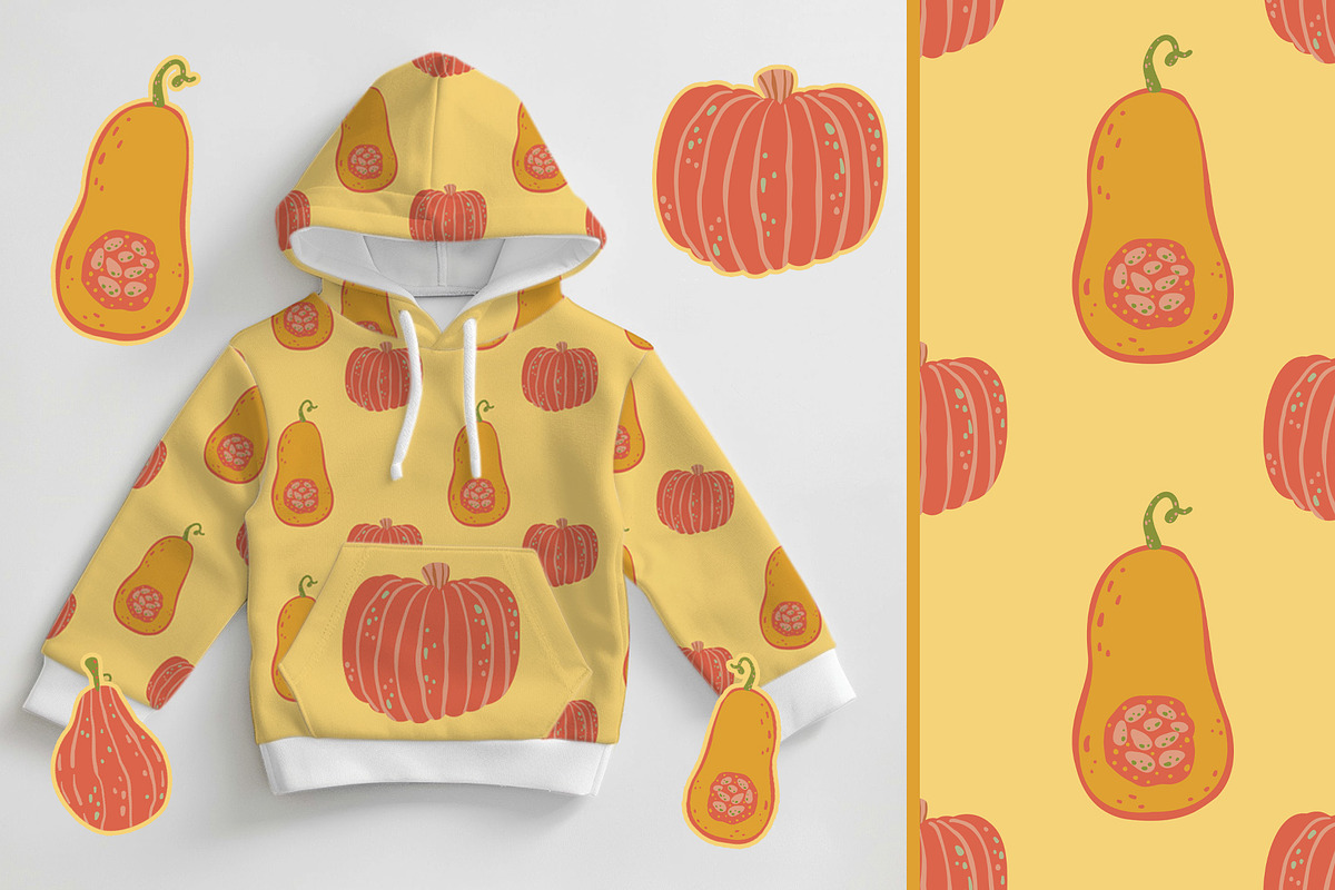 Autumn Pumpkins patterns & clipart, a Seasonal Illustration by Carpet Tapete Pretzel (Photo 7 of 11)
