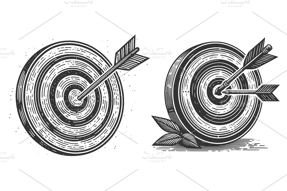 Archery Targets with Arrows Hitting, an Object Illustration by AlexArt