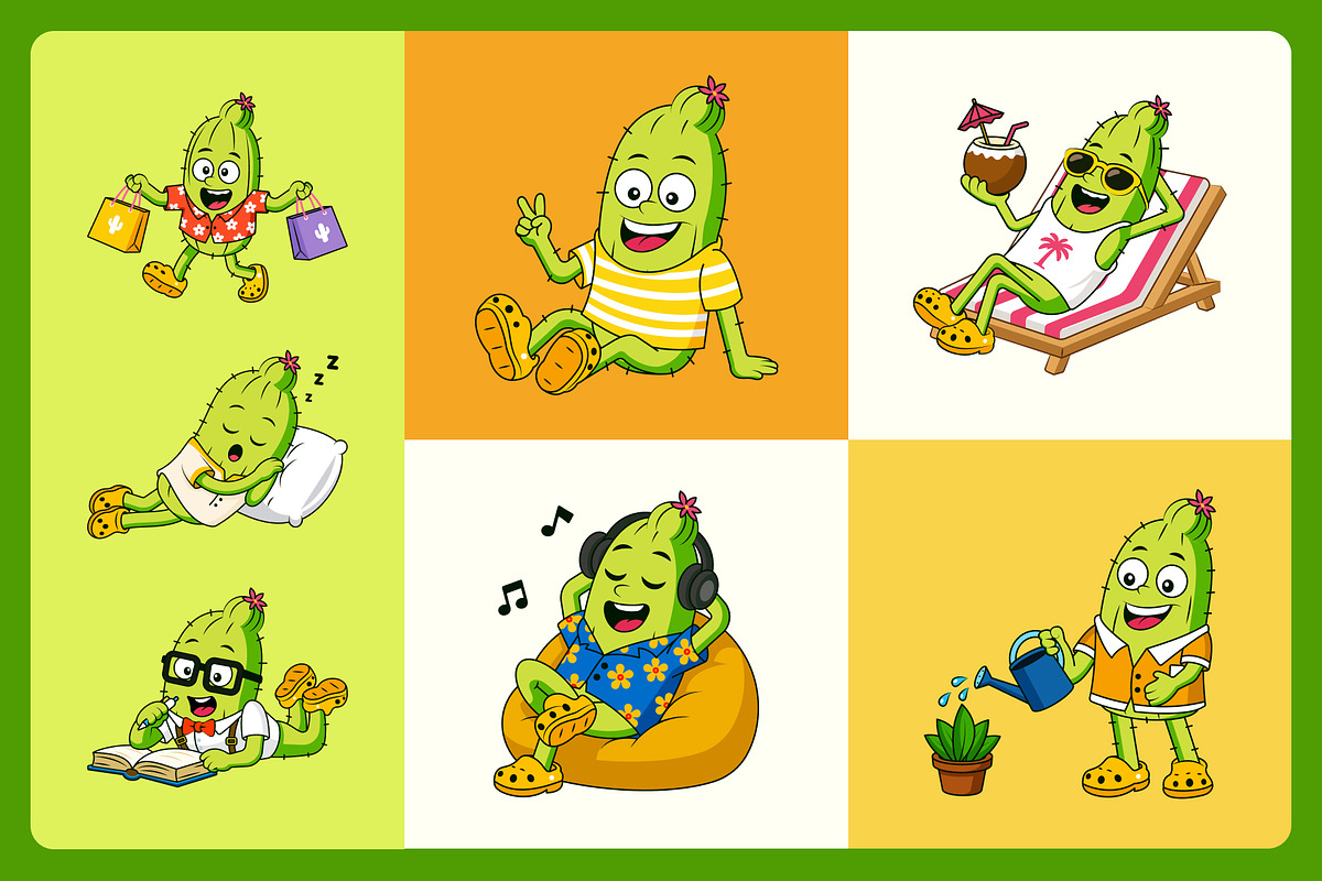 50 Animated Cactus Flat Vector Icons, an Emoji Icon by Brickclay (Photo 3 of 4)