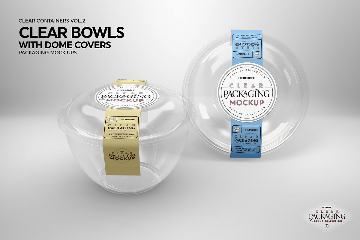 Clear Dome Bowls Packaging Mockup, a Cups & Container Mockup by INCDesign (Photo 2 of 6)