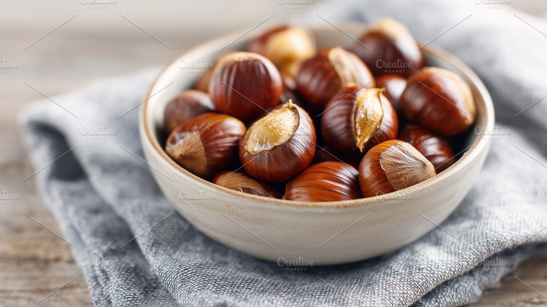 Fresh chestnuts in a ceramic bowl, a Food & Drink Photo by MistyDay
