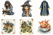 Watercolor Wizard School Clipart, an Illustration by OK Design (Thumbnail 2 of 5)