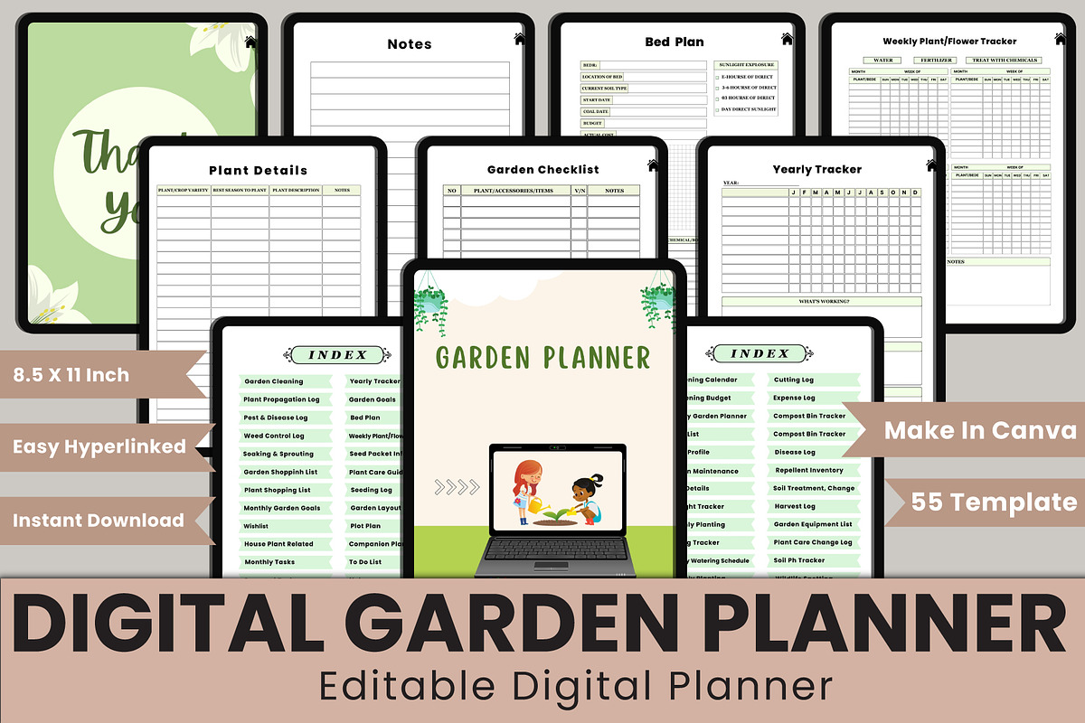 Hyperlink Digital Garden  Planner, a Design Template by Designmela01 (Photo 1 of 11)