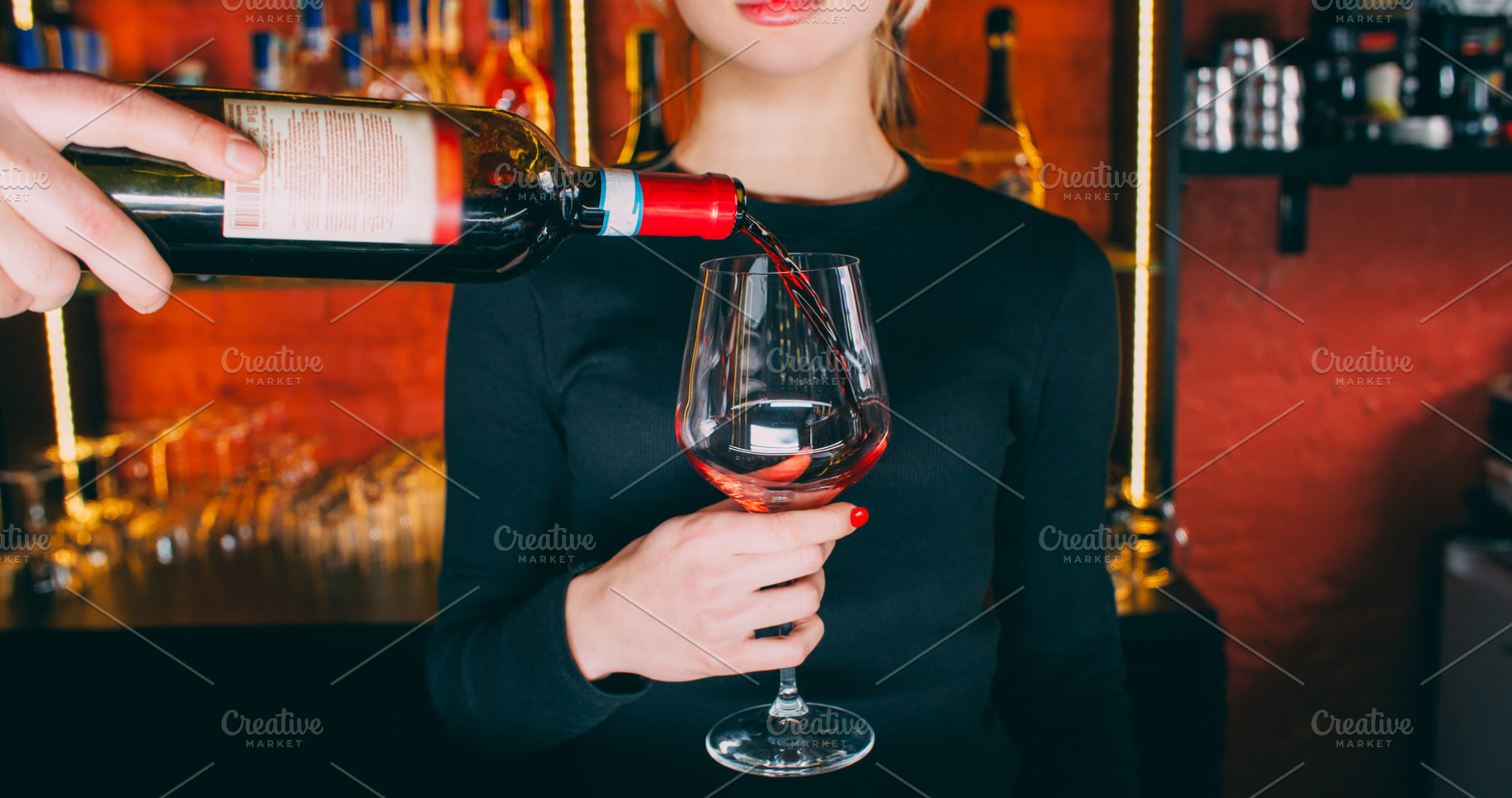 Red wine serving barman working hand alcohol glass, a Person Photo by Photo Drive Studio