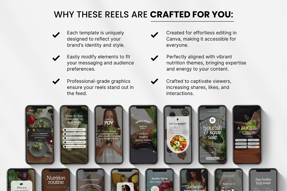 100 Nutrition Coach Instagram Reels, a Social Media Template by DigiPax (Photo 8 of 10)