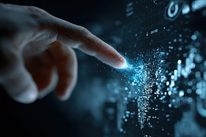 Fingertip touching digital world map, a Photo by Pixeness Studio