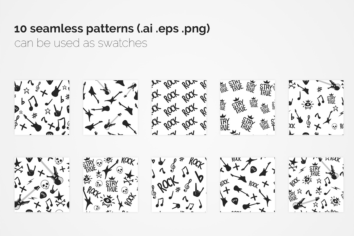 Rock Music Seamless Patterns, a Pattern Graphic by 3Y_Design (Photo 2 of 6)