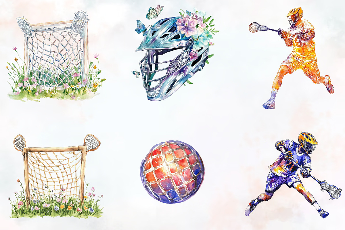 Lacrosse Watercolor Cliparts, an Illustration by RobertsArt (Photo 2 of 7)
