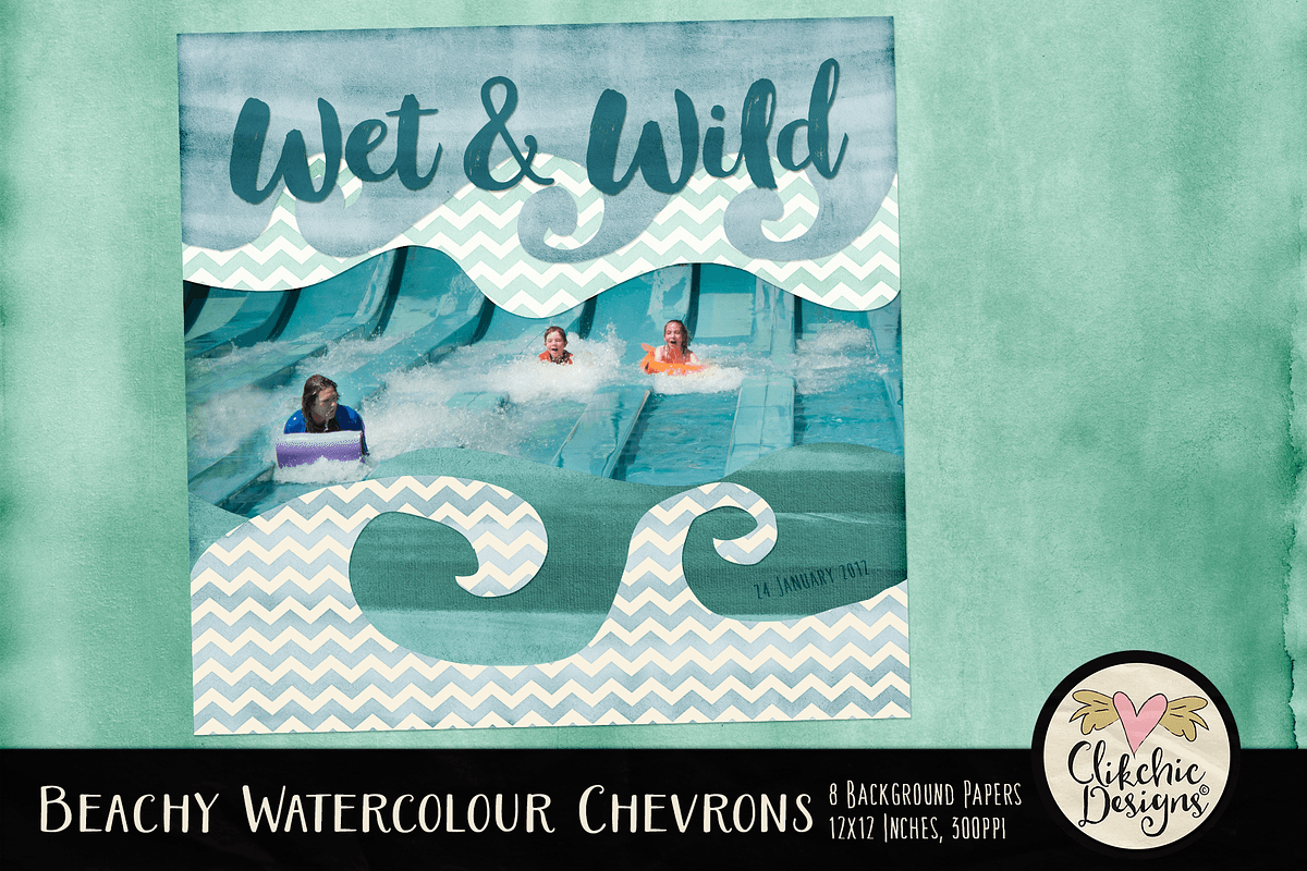 Beachy Watercolor Chevron Textures preview 6