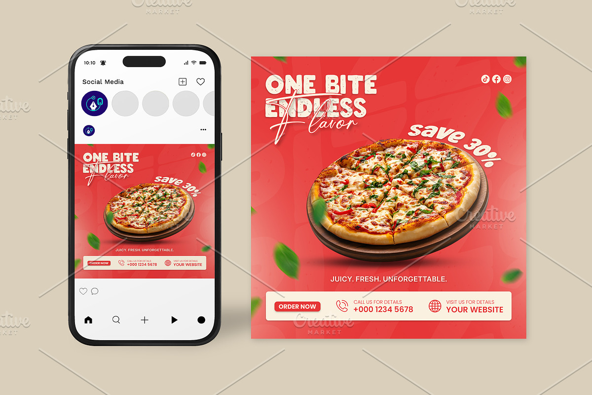 Food Social Media Post Templates, a Social Media Template by vectorlnk (Photo 4 of 6)