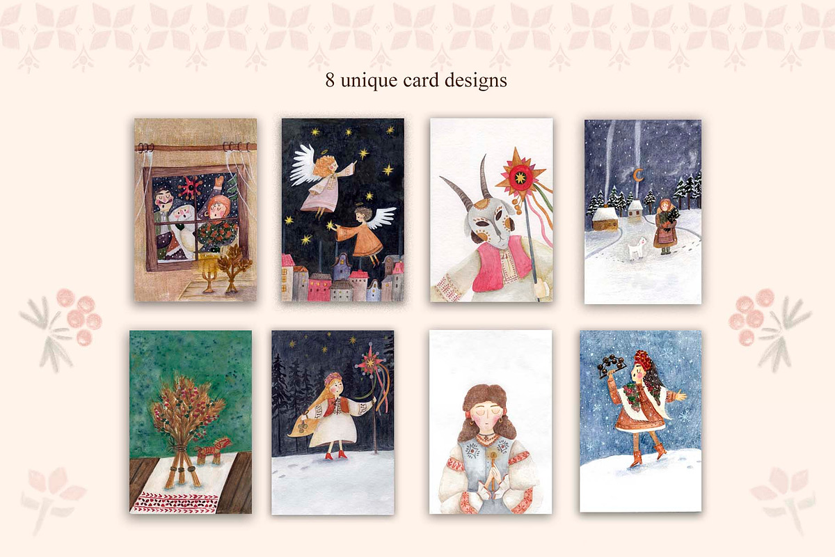 Ukrainian folk Christmas cards, a Seasonal Illustration by Katia Serdiuk (Photo 4 of 4)