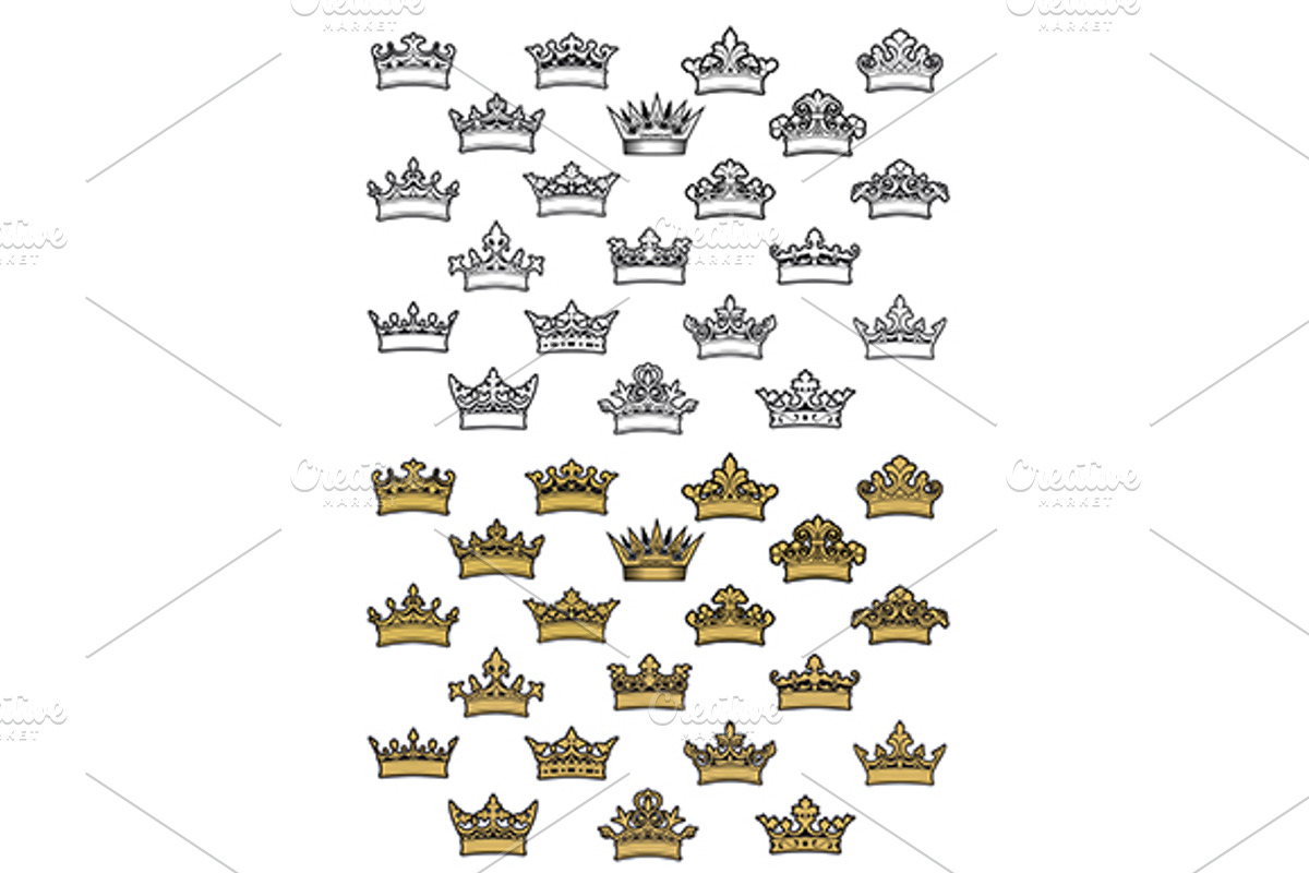 Antique crown vector icons