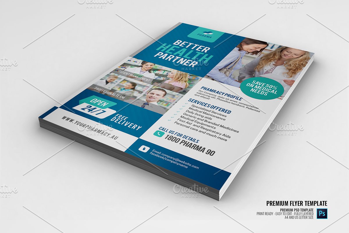 Pharmacy Promotional Flyer, a Flyer Template by PSDPixel