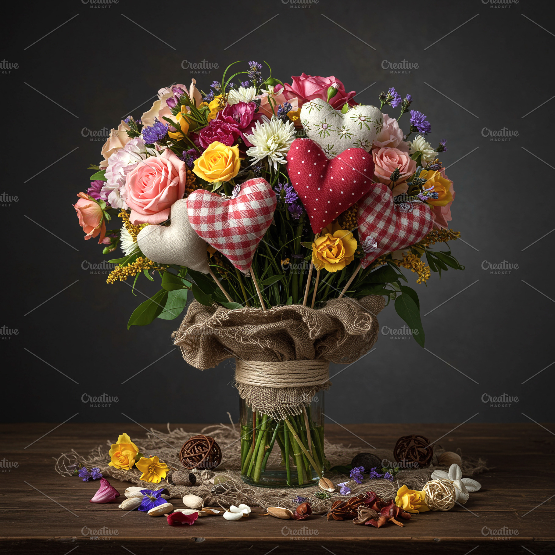 Romantic Bouquet with Fabric Hearts, a Holiday Photo by IrinaCzaran
