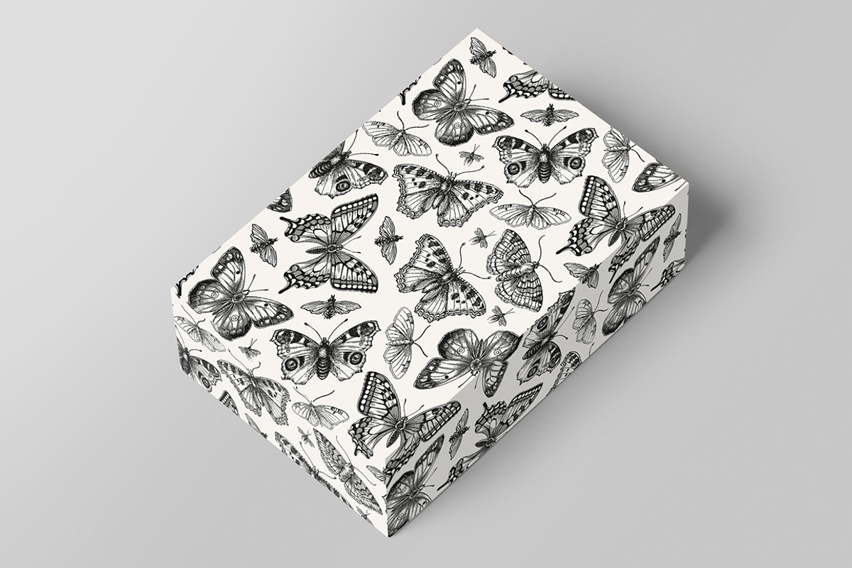 Seamless Butterflies Moth insects, a Pattern Graphic by Vintage (Photo 9 of 13)