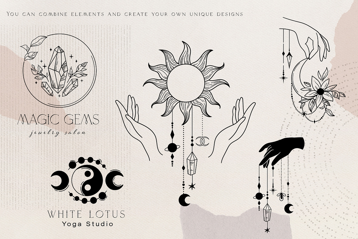 Moon flowers - celestial graphic kit, an Illustration by My Space Garden (Photo 14 of 18)