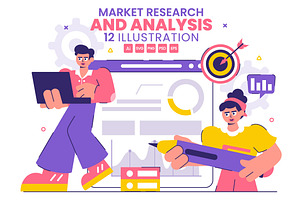 12 Market Research and Analysis, a Finance Illustration by denayunebgt