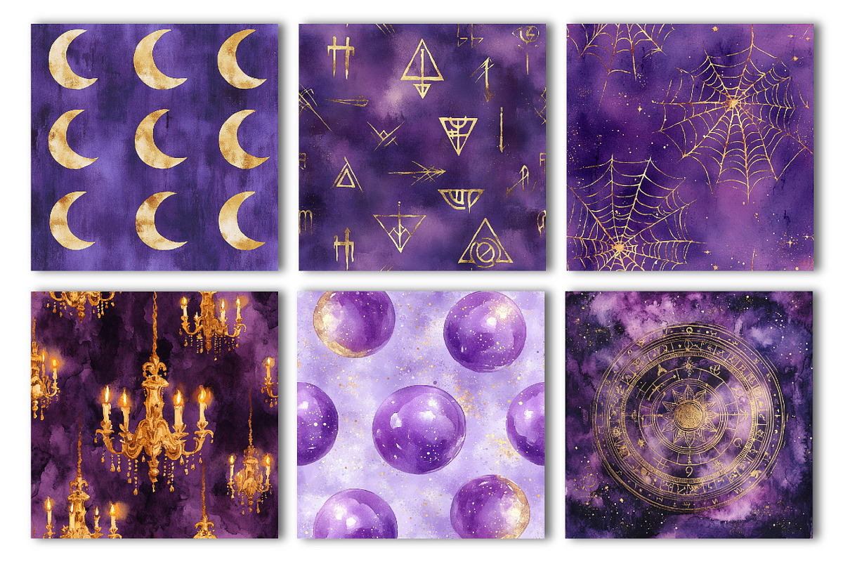 Purple Witch Digital Paper, a Pattern Graphic by CreationArt (Photo 2 of 4)