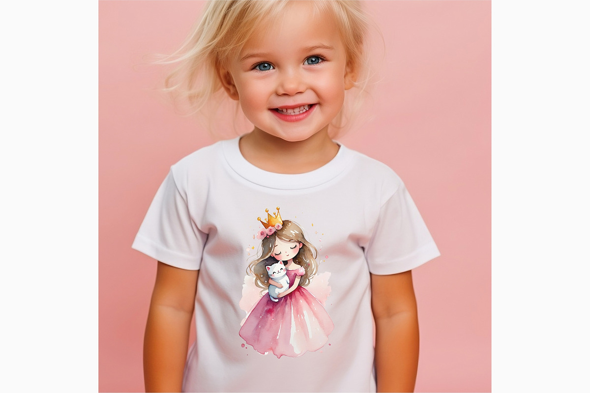 Watercolor Princess and White Kitten, a Person Illustration by Business Chic (Photo 2 of 4)