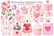 Watercolor Valentine's Day Clipart, an Illustration by Dream Creation (Thumbnail 1 of 5)