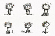 Whimsical Floral Kitten Clipart, an Animal Illustration by fashionaddict (Thumbnail 2 of 7)
