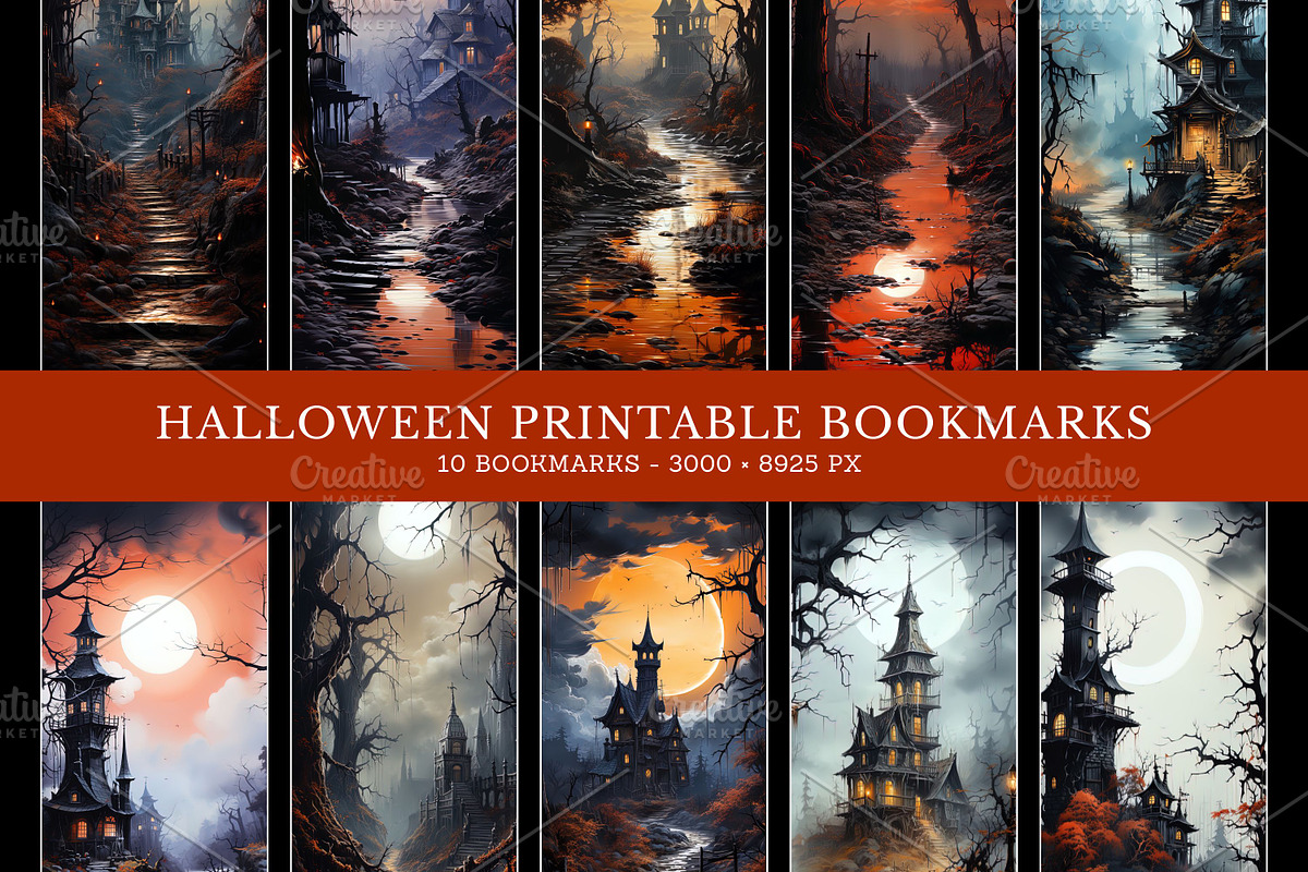 Halloween Fantasy Bookmarks, an Illustration by Art's and patterns (Photo 1 of 3)