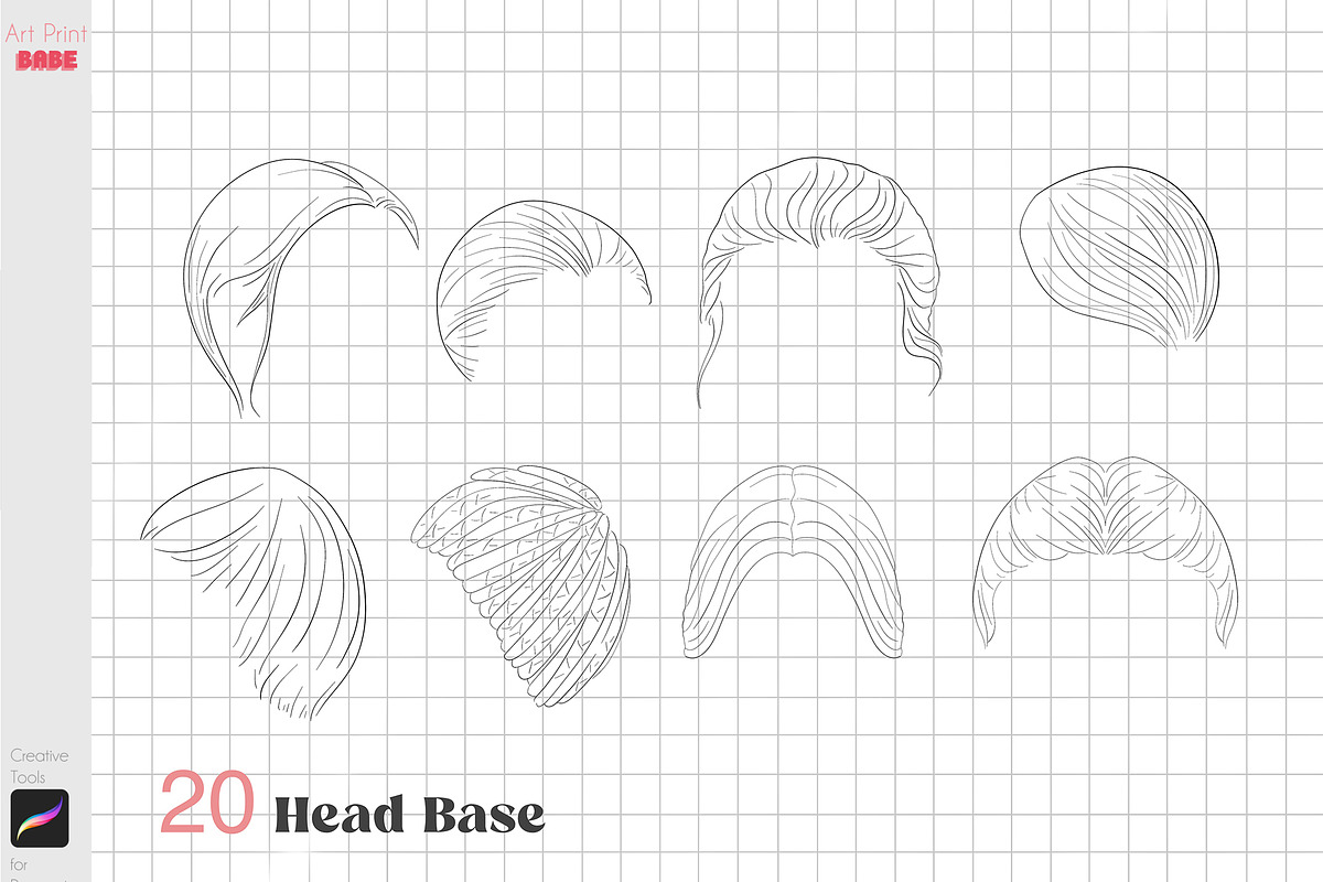 Procreate Hair Styles Anime Chibi, a Brush Add-On by ArtPrintBabe (Photo 8 of 14)