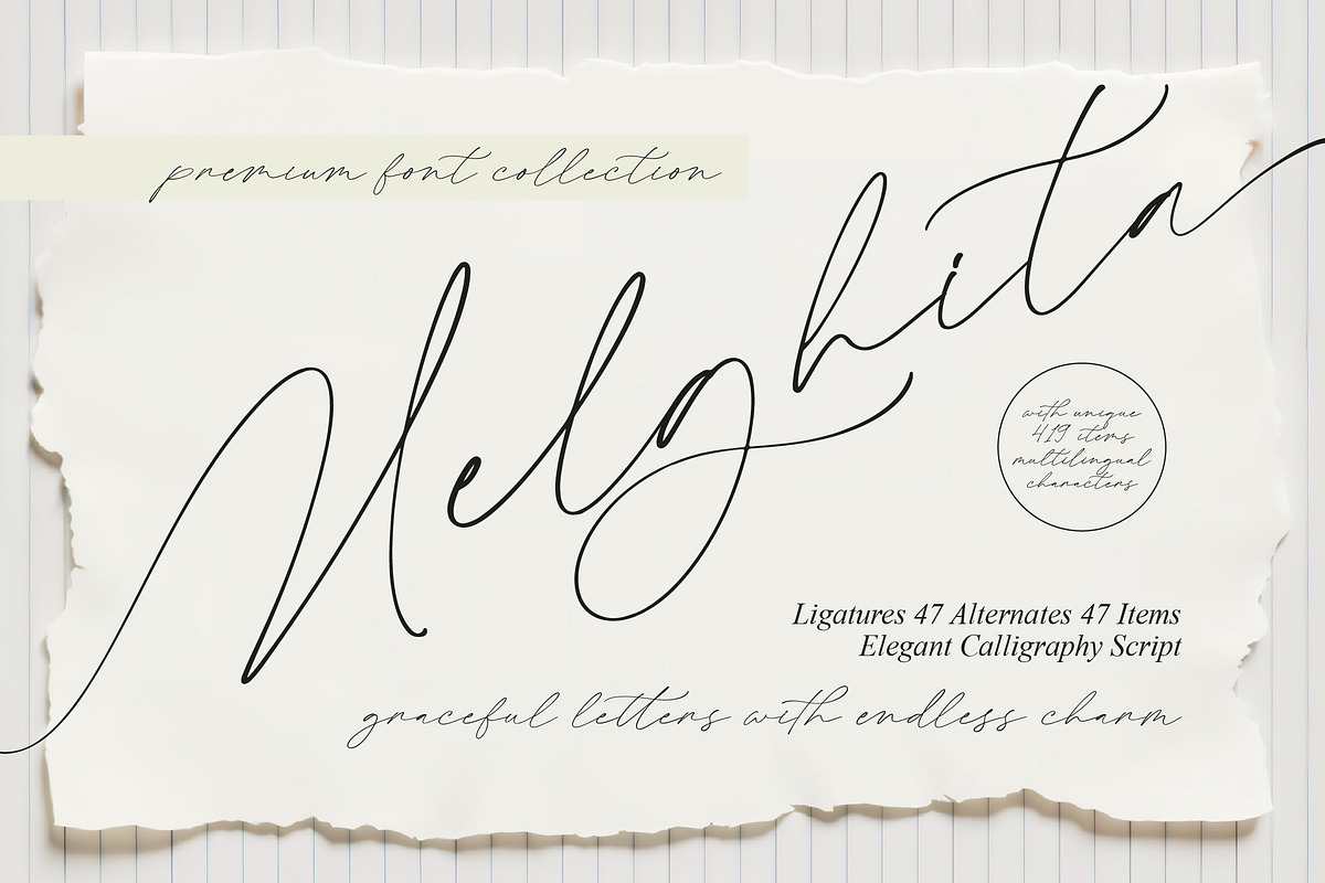 Melghita Elegant Calligraphy Script, a Script Font by Letterena Studios Script (Photo 1 of 10)