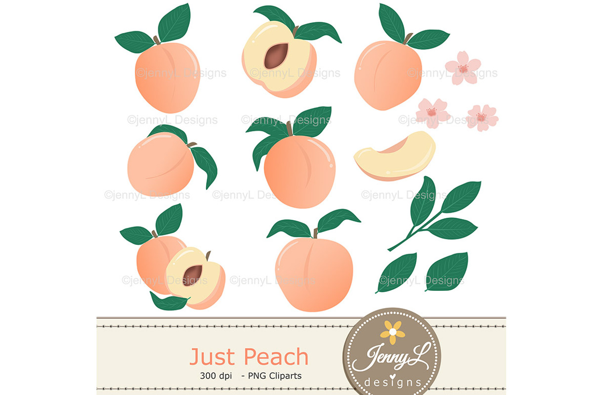 Peaches Digital Papers & Clipart, a Pattern Graphic by JennyL Designs (Photo 2 of 7)