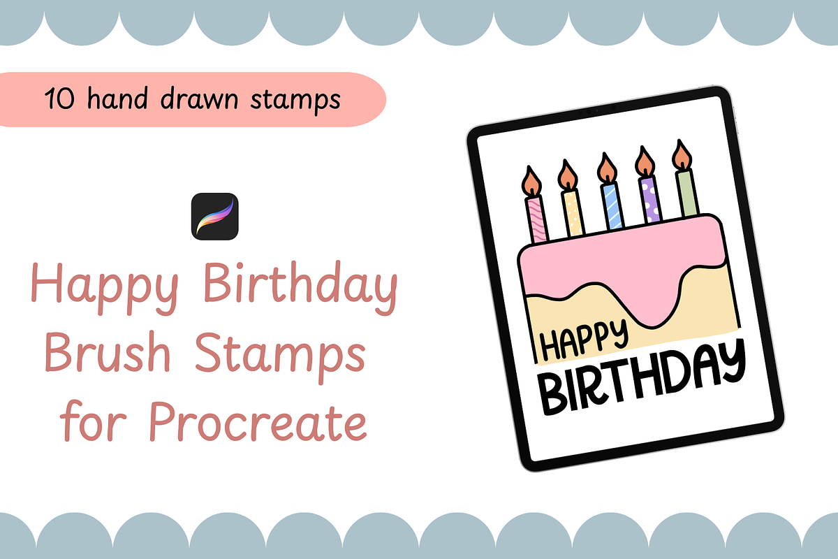 Happy Birthday Procreate Stamps, a Brush Add-On by Design with Mina (Photo 1 of 6)