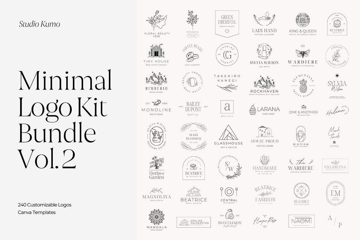 Minimal Logo Kit Bundle Volume 2, a Branding & Logo Template by Studio Kumo (Photo 1 of 13)
