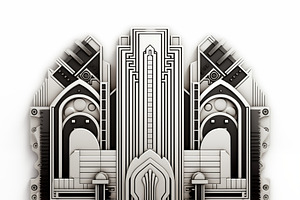 A Futuristic, Abstract Architectural Art Deco Design Featuring Symmetrical Elem