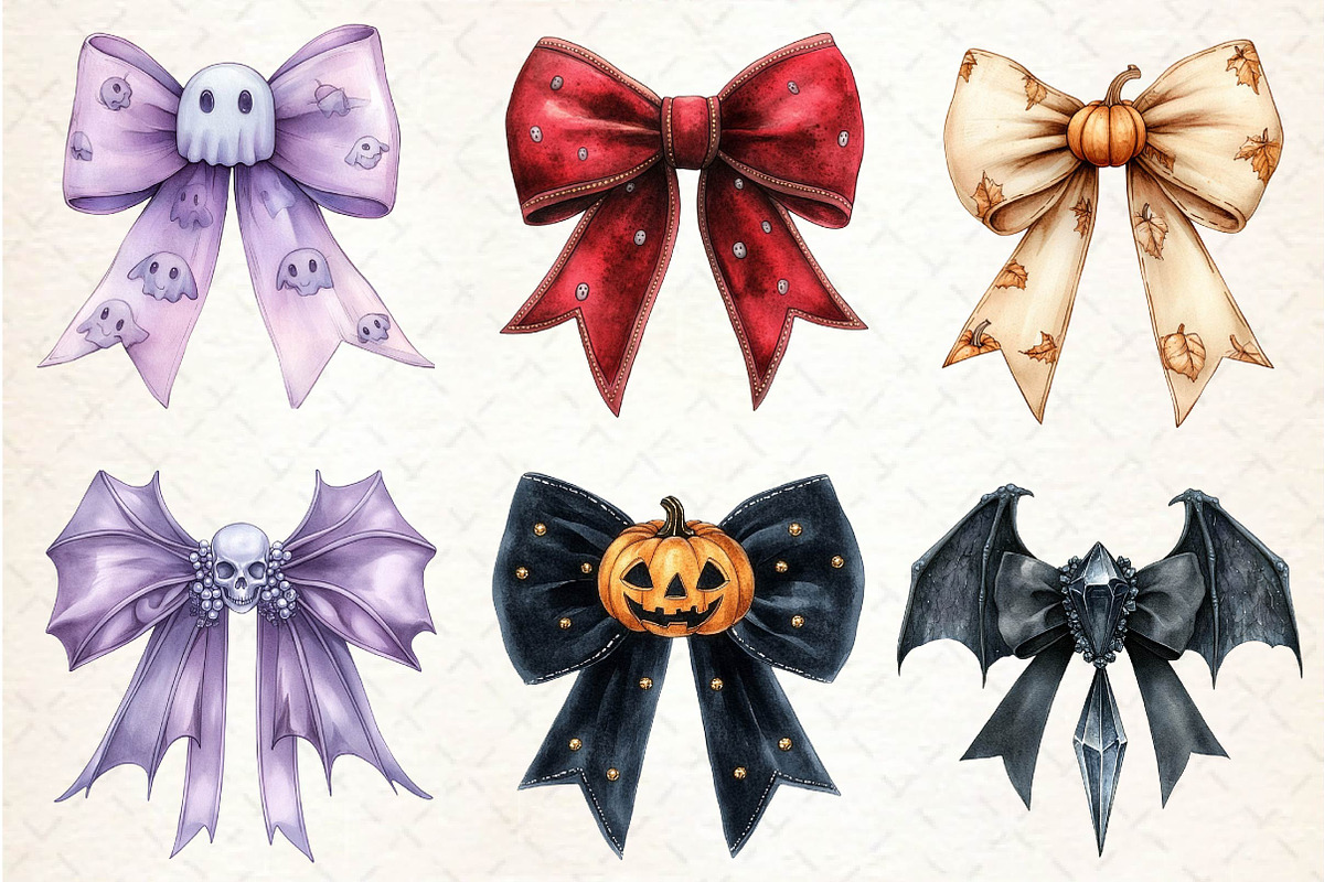 Halloween Coquette Bow Clipart, an Illustration by Dream Creation (Photo 4 of 7)