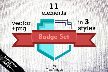 Vector badge set 11 pc. in 3 styles