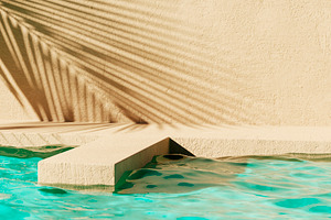 Tropical summer pool podium palm, a Beauty & Fashion Photo by hitdelight