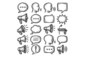 Speech Icon Set, an Object Graphic by RT Studio