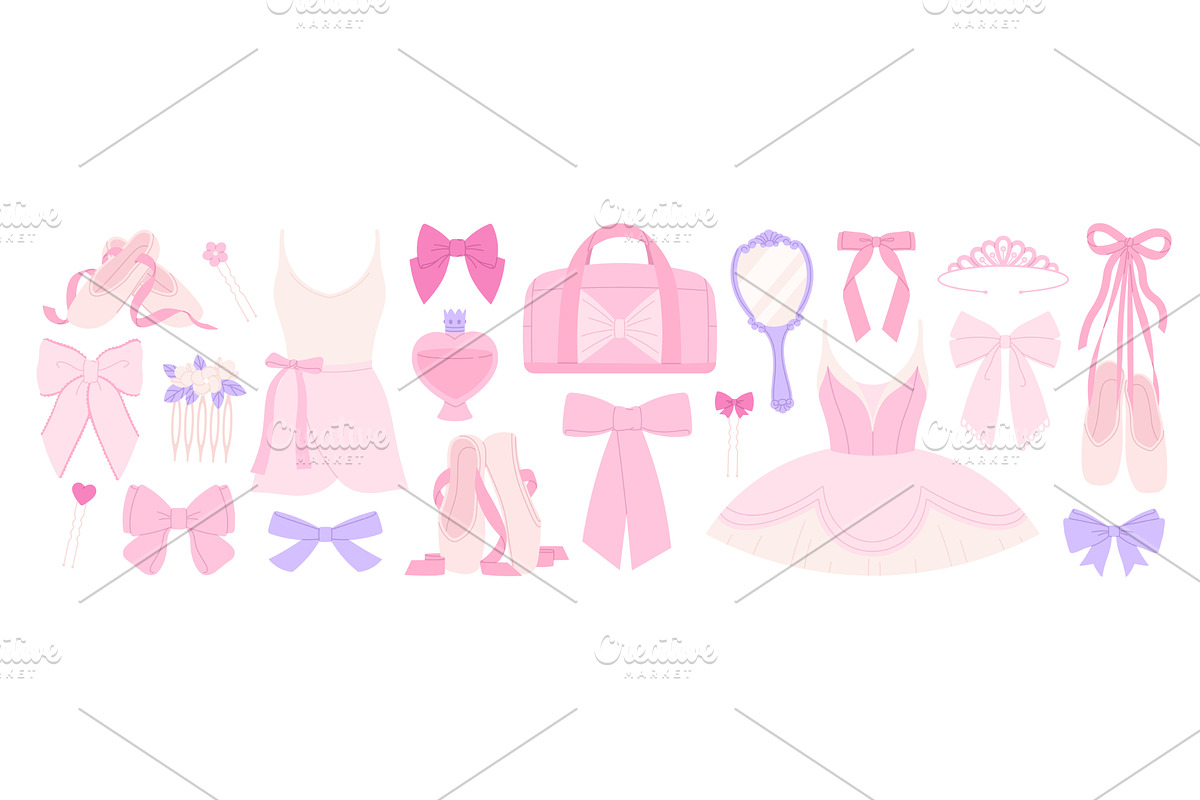 Cartoon ballet elements. Pink girly, an Object Illustration by LadadikArt