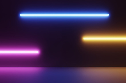 Abstract background with colorful glowing light lines with black dark backgroun, an Abstract Photo by Ministocker