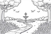 Garden Fountain Coloring Pages, an Illustration by jahid234 (Thumbnail 2 of 7)