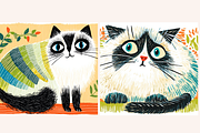 Scandi Folk Art Cat Illustrations, an Animal Illustration by PrintHaven Designs (Thumbnail 4 of 8)