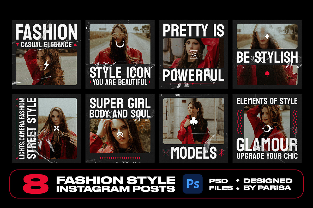 8 Grunge Fashion Style Instagram, a Social Media Template by Parisa-Artstudio (Photo 1 of 5)