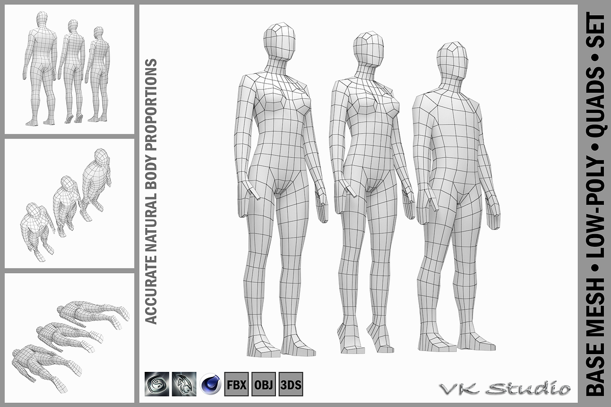Male and Female Low Poly Base Mesh, a Characters & Person 3D Model by VK Studio (Photo 1 of 4)